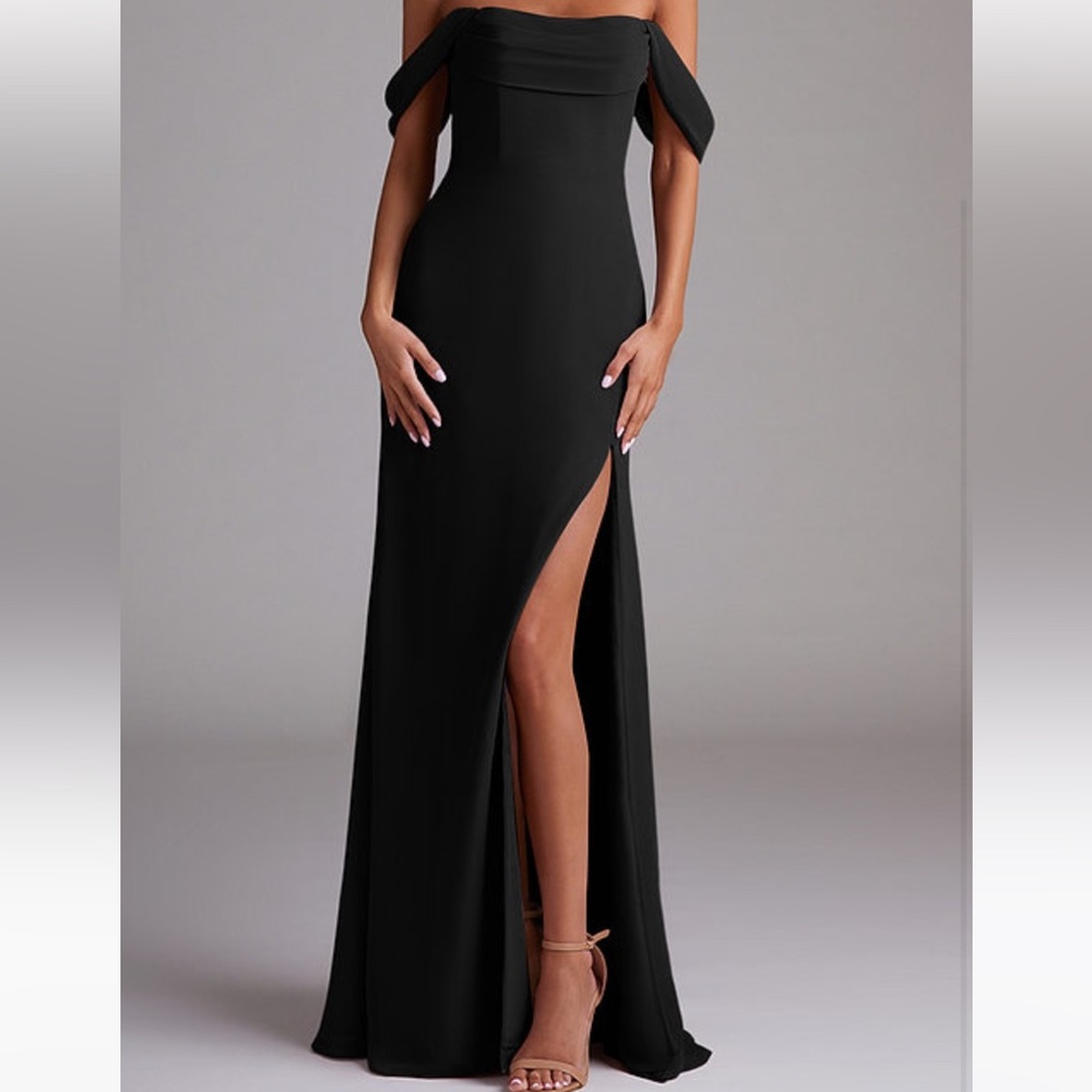 Azazie Elegant Black Off-Shoulder Dress